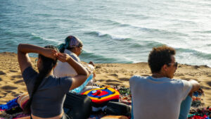 Visitors on guided tour in Timlalin dunes Morocco experience