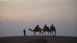 Camel ride in Timlalin dunes Morocco